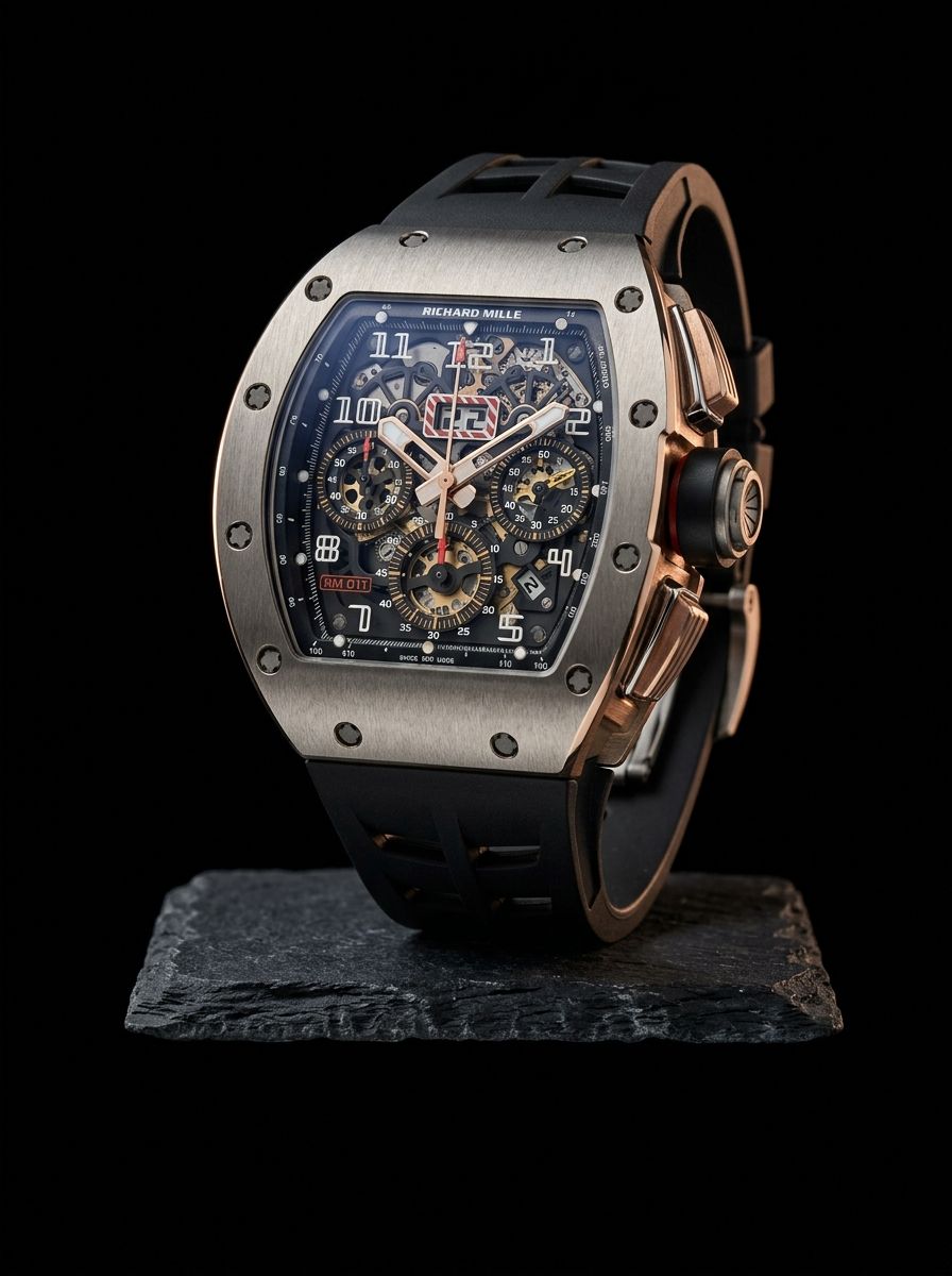 Richard Mille skeletonised tonneau-shaped watch